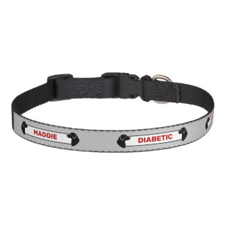 Diabetic Dog - Black Dog Silhouettes - Gray Pet Collar
