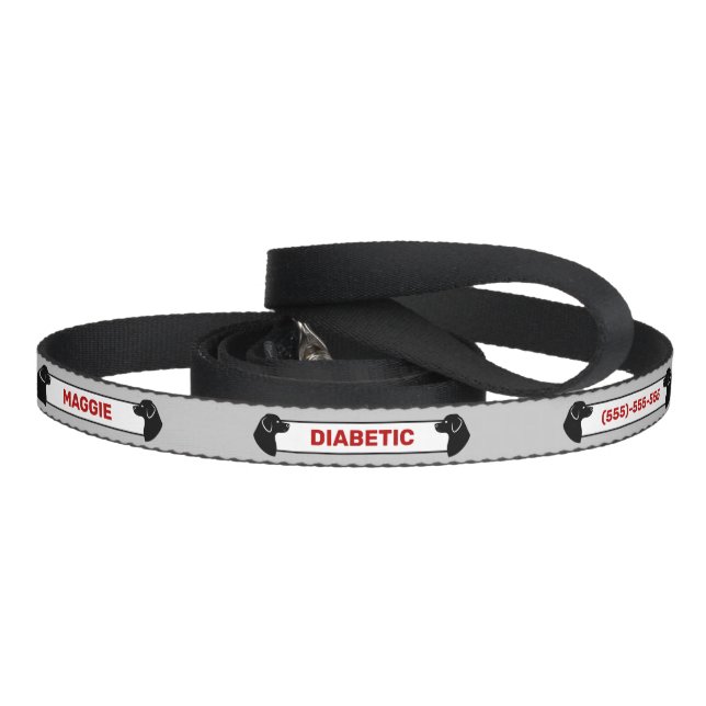 Diabetic Dog - Black Dog Silhouettes - Gray Pet Leash (Handle)