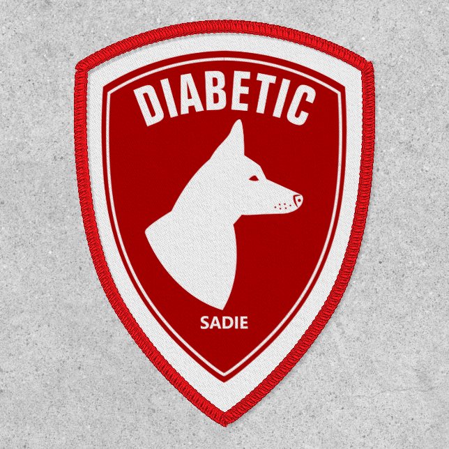 Diabetic Dog - White Dog With Pricked Ears On Red Patch (Front)