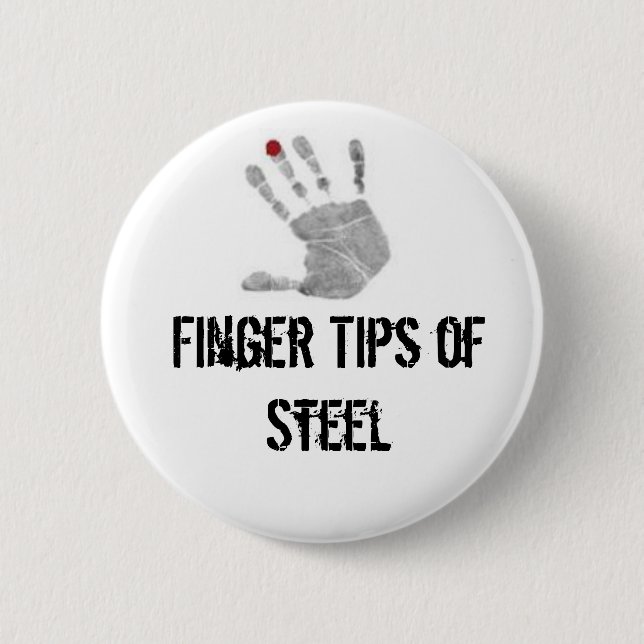 diabetic, Finger Tips of Steel Pinback Button (Front)