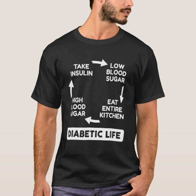 Diabetic Life Cycle   Diabetes Awareness T-Shirt (Front)
