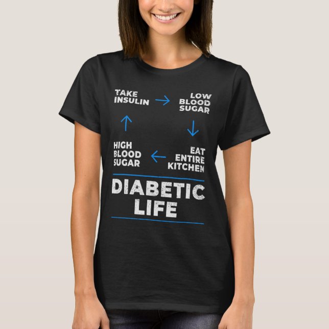 Diabetic Life Cycle Fun Diabetes Awareness  T-Shirt (Front)