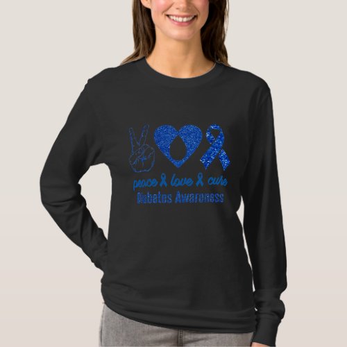 Diabetic love cure blue Diabetes Awareness T_Shirt