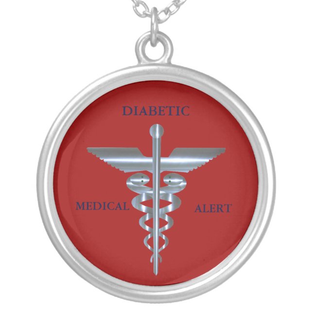 Diabetic Medical Alert Caduceus Necklace (Front)