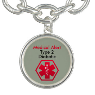 Diabetic Medical Alert Charm Bracelet