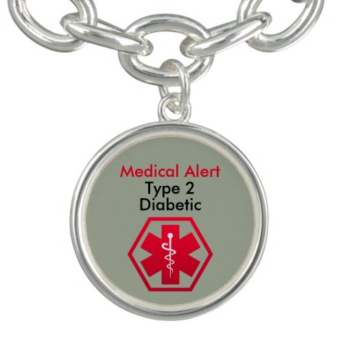 Diabetic Medical Alert Charm Bracelet