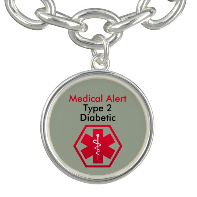Diabetic Medical Alert Charm Bracelet (Design)