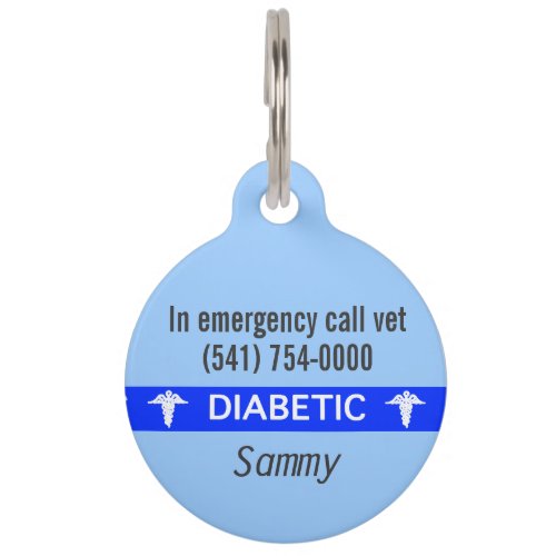 Diabetic medical alert dog tag