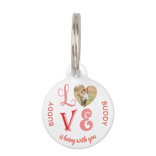 Diabetic Medical Alert Red Heart Photo Pet ID Tag