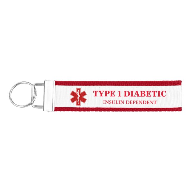 Diabetic Medical Information Wrist Keychain (Keys on Left)