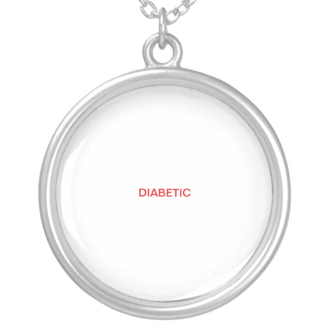 DIABETIC MEDICAL NOTICE SILVER PLATED NECKLACE (Front)