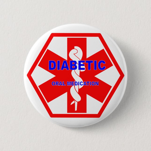 DIABETIC ORAL MEDICATION ID SYMBOL PINBACK BUTTON (Front)