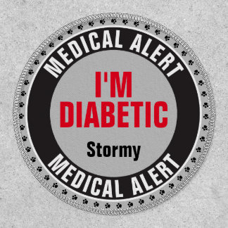 Diabetic Pet Medical Alert Custom Name Gray Black  Patch
