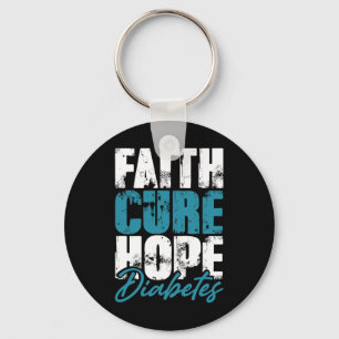 Diabetic Warrior Gift Faith Cure Hope Diabetes Awa Keychain