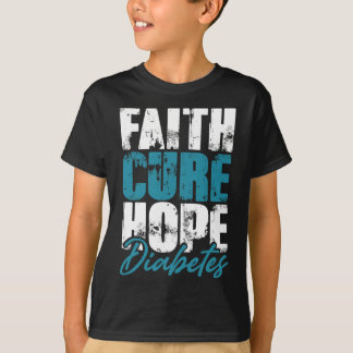 Diabetic Warrior Gift Faith Cure Hope Diabetes Awa T-Shirt