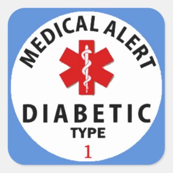 Diabeties Type 1 Square Sticker by Bubbleprint at Zazzle