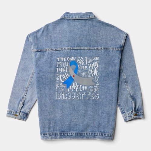 Diabettes Awareness Type One Diabetes Grey Blue Ri Denim Jacket