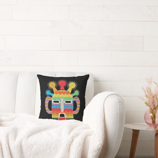 Diablo Huma Mask, Black Throw Pillow (Couch)