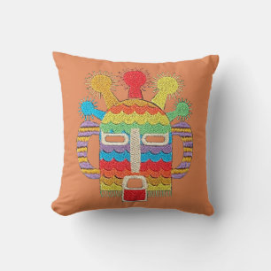 Diablo Huma Mask, Rust Throw Pillow