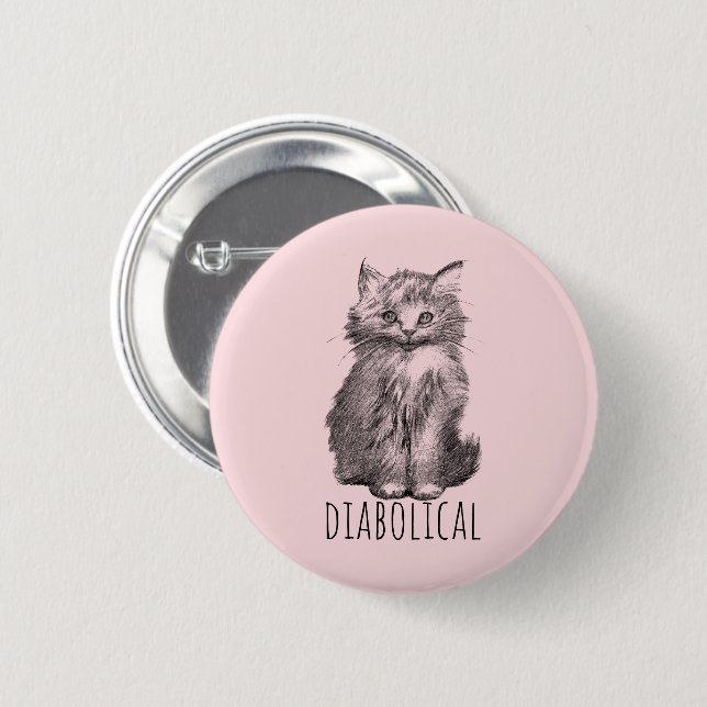 Diabolical Cute Fluffy Kitten Button (Front & Back)