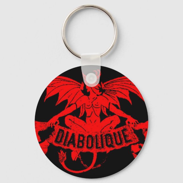 Diabolique Devil Satan Vintage Cigar Label Art Keychain (Front)