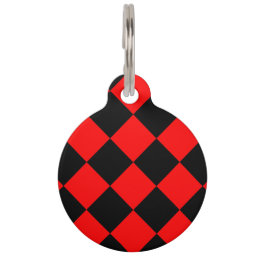 Diag Checkered Large - Black and Red Pet Name Tag