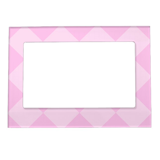 Diag Checkered Large - Pink and Light Pink Magnetic Photo Frame (Front)