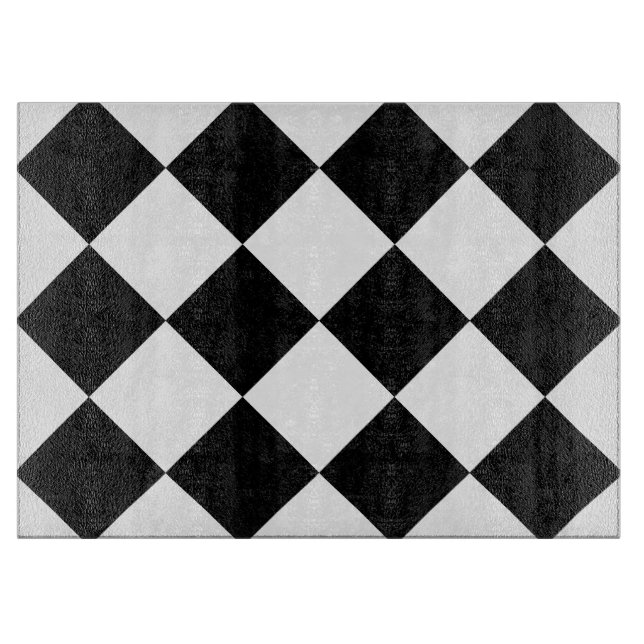 Diag Checkered Large - White and Black Cutting Board (Front)