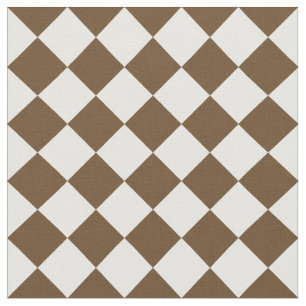 Diag Checkered Large - White and Dark Brown Fabric