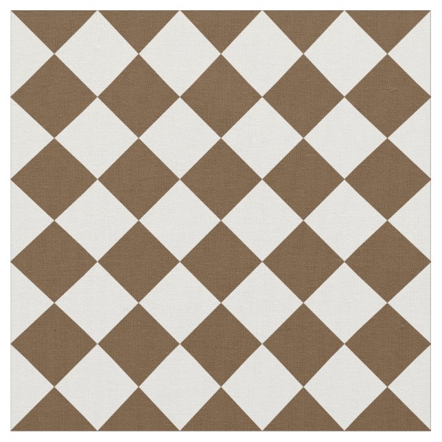 Diag Checkered Large - White and Dark Brown Fabric (Close Up)