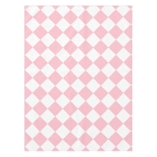 Diag Checkered Large - White and Pink Tablecloth