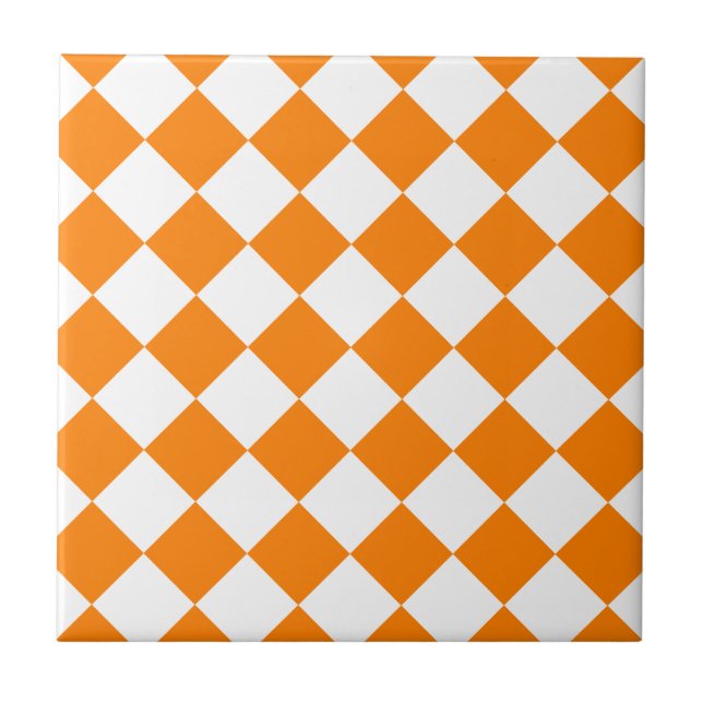 Diag Checkered - White and Orange Tile (Front)