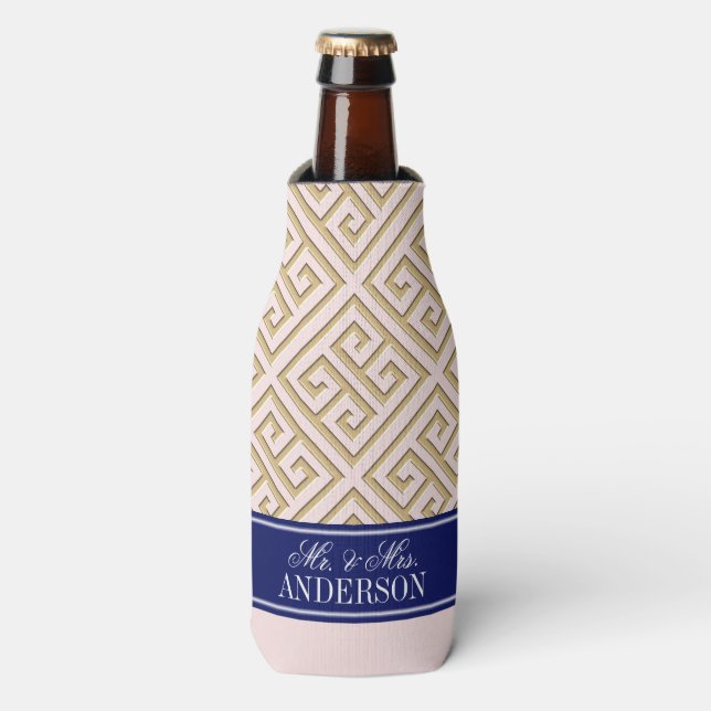 Diag Greek Key Gold CB Bottle Cooler (Bottle Front)