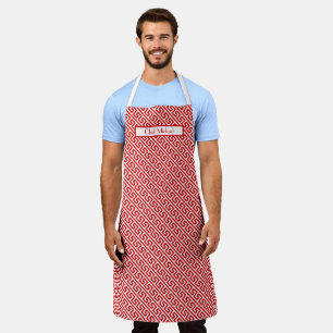 Diag Greek Key Pattern DIY Colors Red White SV Apron