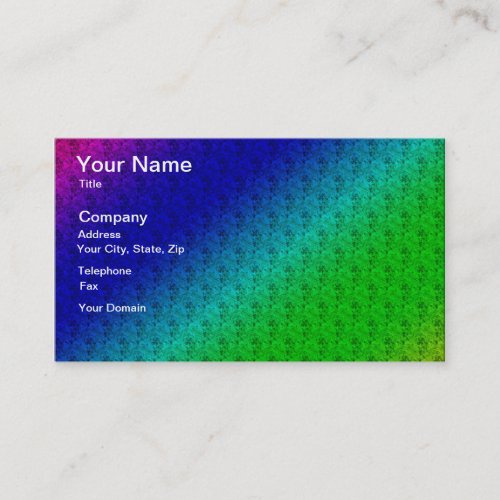 Diag Rainbow Gradient Floral Pattern Blue Green Business Card