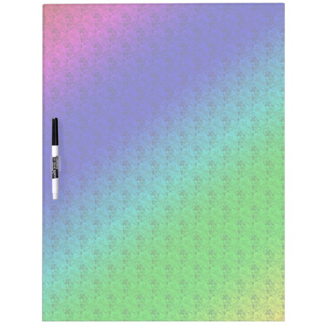 Diag Rainbow Gradient Floral Pattern Blue Green Dry-Erase Board (Front)