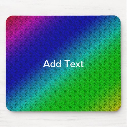 Diag Rainbow Gradient Floral Pattern Blue Green Mouse Pad