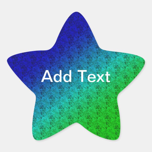 Diag Rainbow Gradient Floral Pattern Blue Green Star Sticker (Front)