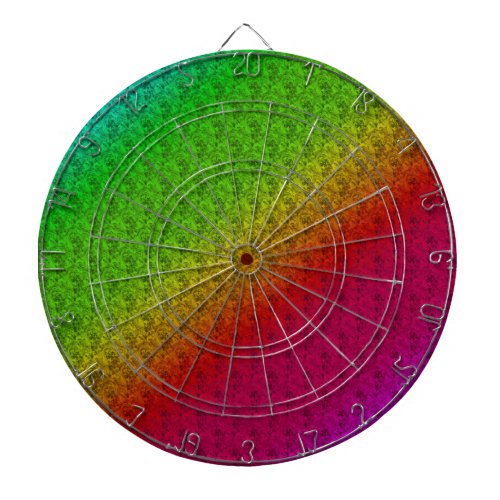 Diag Rainbow Gradient Floral Pattern Red Green Dartboard With Darts