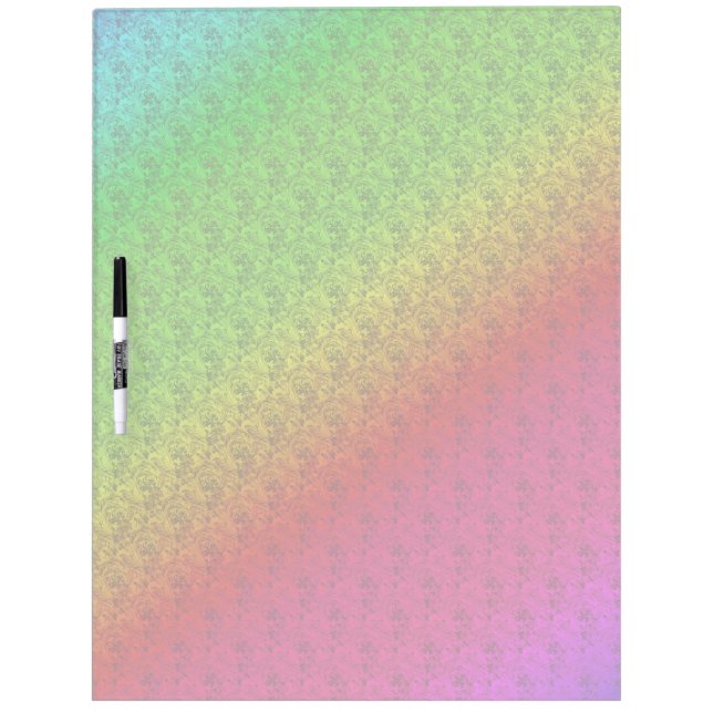 Diag Rainbow Gradient Floral Pattern Red Green Dry Erase Board (Front)