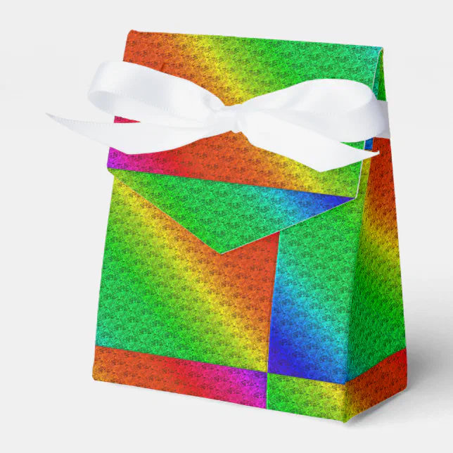 Diag Rainbow Gradient Floral Pattern Red Green Favor Boxes | Zazzle