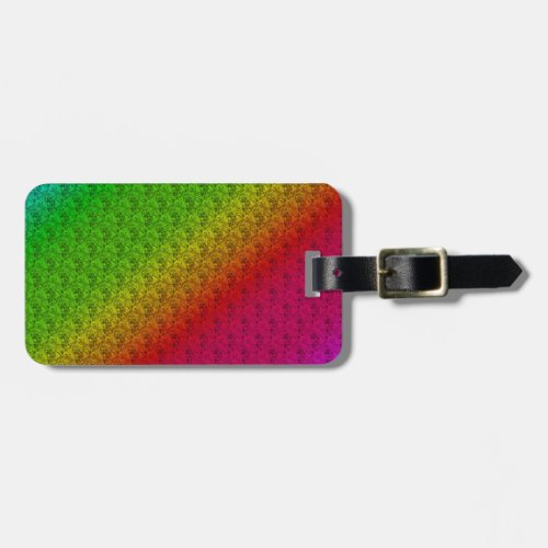 Diag Rainbow Gradient Floral Pattern Red Green Luggage Tag