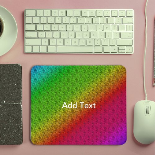 Diag Rainbow Gradient Floral Pattern Red Green Mouse Pad