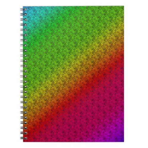 Diag Rainbow Gradient Floral Pattern Red Green Notebook