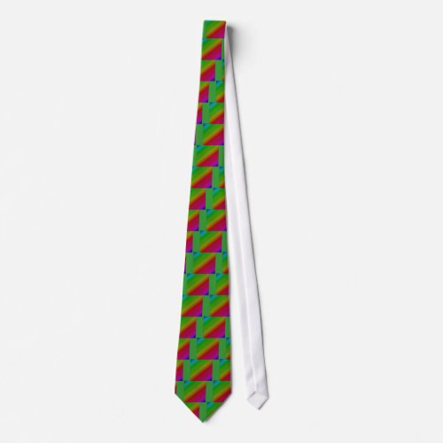 Diag Rainbow Gradient Floral Pattern Red Green Tie