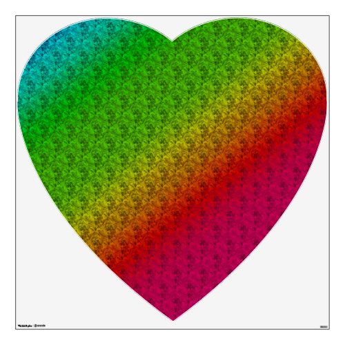 Diag Rainbow Gradient Floral Pattern Red Green Wall Decal