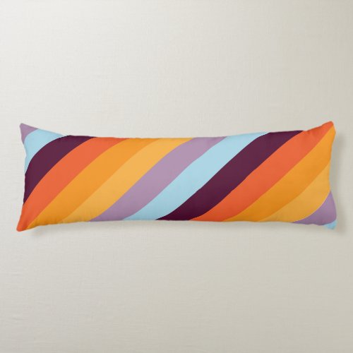 Diagnol Stripe Retro Rainbow Body Pillow