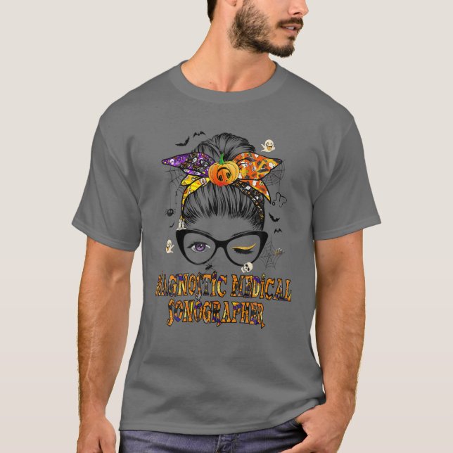 Diagnostic Medical Sonographer Halloween Nurse Nur T-Shirt (Front)