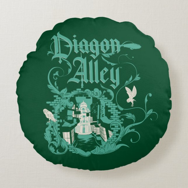 DIAGON ALLEY™ Vintage Graphic Round Pillow (Front)