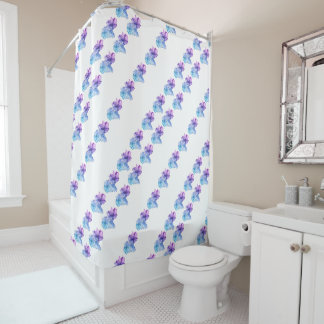 Diagonal 2 Blue Purple Flower Illustration Shower Curtain